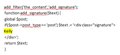Wordpress Signature Code